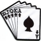 Royal flush playing cards biker retro poker ace applique iron-on patch new S-583