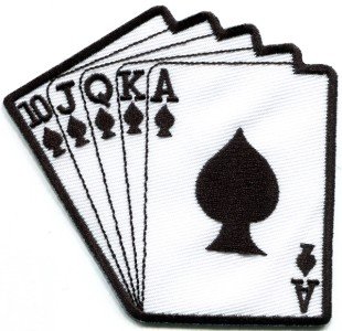 Royal flush playing cards biker retro poker ace applique iron-on patch new S-583