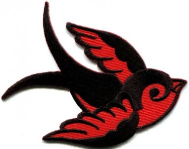 Bird tattoo swallow dove swiftlet sparrow applique iron-on patch new Small S-593