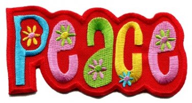Peace sign hippie applique iron-on patch small S-31