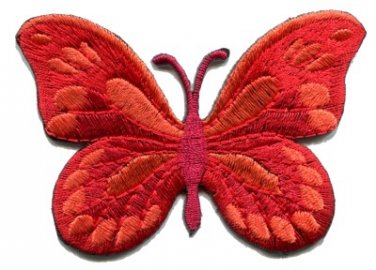 Butterfly hippie red embroidered iron-on patch S-169