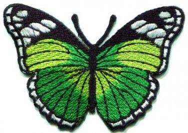 Butterfly hippie green applique iron-on patch new S-163