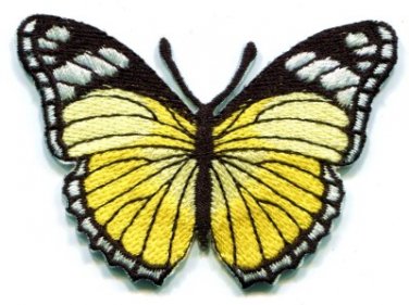 Butterfly hippie yellow embroidered iron-on patch S-161