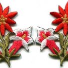 Orange lilies pair flowers floral bouquet boho applique iron-on patch new S-608
