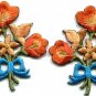 Orange lilies pair flowers floral bouquet boho applique iron-on patch S-615