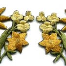 Gold golden lilies pair flowers floral bouquet boho applique iron-on patch S-612