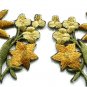 Gold golden lilies pair flowers floral bouquet boho applique iron-on patch S-612