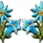 Light blue lilies pair flowers floral bouquet boho applique iron-on patch S-614