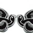 Lot of 2 bird tattoo swallow dove sparrow biker appliques iron-on patches white