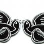 Lot of 2 bird tattoo swallow dove sparrow biker appliques iron-on patches white