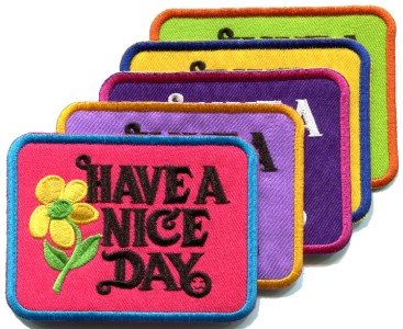 Lot of 5 Have a Nice Day 70s retro hippie boho groovy appliques iron-on patches