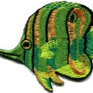 Angelfish fish green applique iron-on patch new S-224