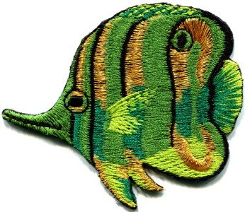 Angelfish fish green applique iron-on patch new S-224