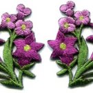 Purple lilies pair flowers floral bouquet boho applique iron-on patch new S-416