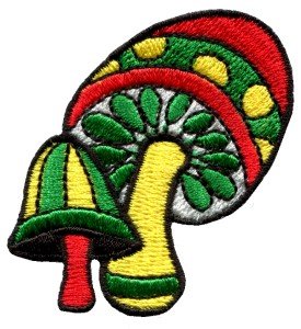 Mushroom boho 70s hippie retro love peace weed pot applique iron-on patch S-80