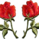Red roses pair flowers floral retro boho applique iron-on patch new S-410 FREE SHIPPING WORLDWIDE!