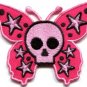 Lot of 4 butterfly skull horror goth tattoo punk boho appliques iron-on patches