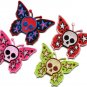 Lot of 4 butterfly skull horror goth tattoo punk boho appliques iron-on patches