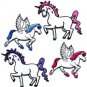 Lot of 4 Pegasus unicorn fantasy horse 70s retro appliques iron-on patches new