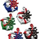 Lot of 5 anchor tattoo red biker retro ship boat sew appliques iron-on patches
