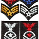 Lot of 6 army navy military insignia rank biker appliques iron-on patches M-2