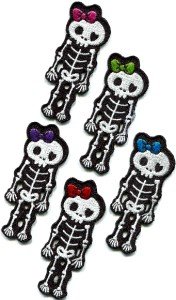 Lot of 5 skull skeleton goth punk emo horror biker sew appliques iron-on patches