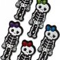 Lot of 5 skull skeleton goth punk emo horror biker sew appliques iron-on patches