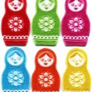 Lot of 6 russian matryoshka babushka nesting doll appliques iron-on patches new