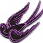 Lavender bird tattoo swallow dove sparrow biker applique iron-on patch S-1036