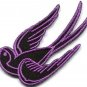 Lavender bird tattoo swallow dove sparrow biker applique iron-on patch S-1036
