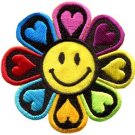 Flower power smiley face boho hippie retro love applique iron-on patch new S-694