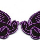 Lot of 2 lavender bird tattoo swallow dove biker applique iron-on patches