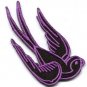 Lavender bird tattoo swallow dove sparrow biker applique iron-on patch S-1037