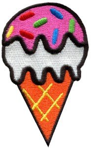 Ice cream cone retro fun applique iron-on patch S-199