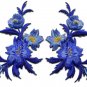 Royal blue flowers pair floral bouquet applique iron-on patches new S-830 WE SHIP ANYWHERE FOR FREE!