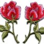 Pink roses pair flowers floral boho applique iron-on patch S-550 FREE WORLDWIDE DELIVERY!