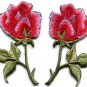 Pink roses pair flowers floral boho applique iron-on patch S-550 FREE WORLDWIDE DELIVERY!
