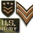 Lot of 3 army military insignia rank biker retro appliques iron-on patches M-5