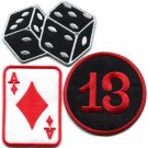 Lot of 3 poker ace dice playing cards lucky 13 applique iron-on patches new L-7