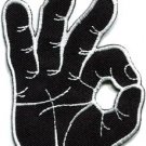 OK okay hand sign signal logo retro applique iron-on patch new S-796
