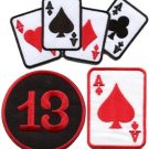 Lot of 3 poker ace of spades lucky 13 playing cards applique iron-on patches L-3