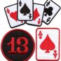 Lot of 3 poker ace of spades lucky 13 playing cards applique iron-on patches L-3