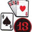 Lot of 3 poker ace of spades playing cards lucky 13 applique iron-on patches L-6