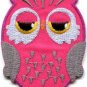 Owl bird of prey hoot animal wildlife pink applique iron-on patch new S-328