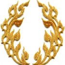Gold trim flames retro boho chic art deco applique iron-on patches pair S-831