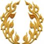 Gold trim flames retro boho chic art deco applique iron-on patches pair S-831