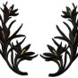 Black trim fringe flower boho applique iron-on patches pair S-647 WORLDWIDE DELIVERY IS FREE!
