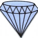 Blue diamond gemstone carat retro kitsch jewelry applique iron-on patch S-818
