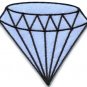 Blue diamond gemstone carat retro kitsch jewelry applique iron-on patch S-818