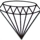 White diamond gemstone carat retro kitsch jewelry applique iron-on patch S-817